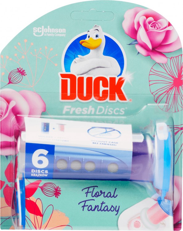 WC Duck Fresh discs Flowers 36ml | Čistící, dezinf.prostř., dezodoranty - Přípravky na WC - Závěsy na WC a pissoárové kostky